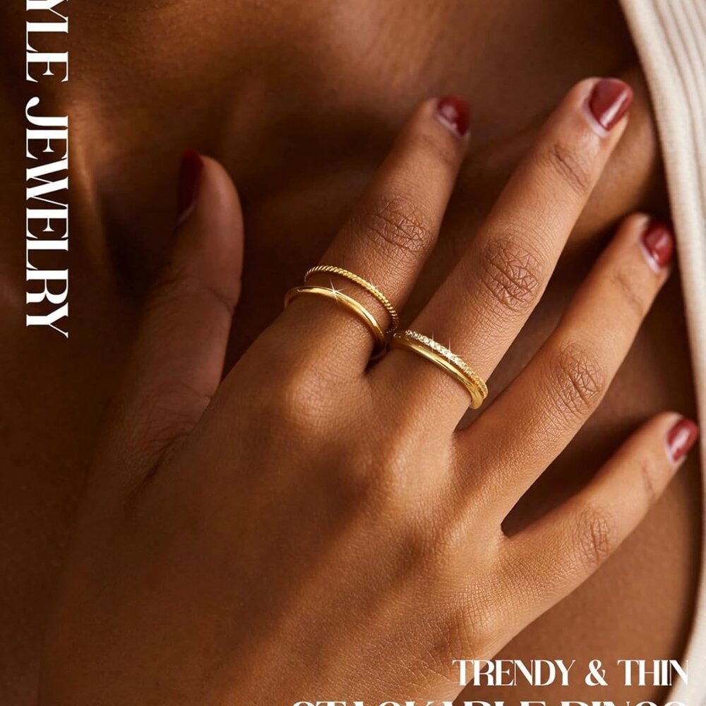 Versatile Gold Stackable & Adjustable Ring Set - … - image 2